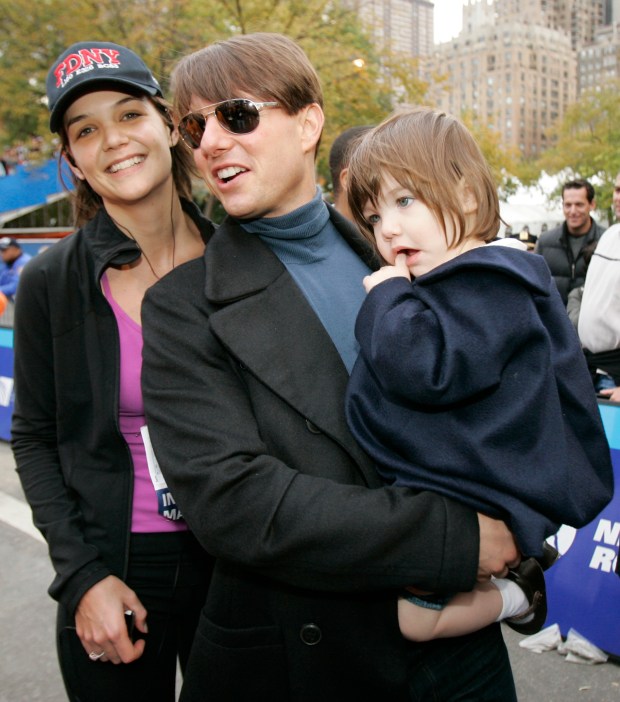 Katie Holmes, then husband Tom Cruise, and their daughter Suri together in 2007.