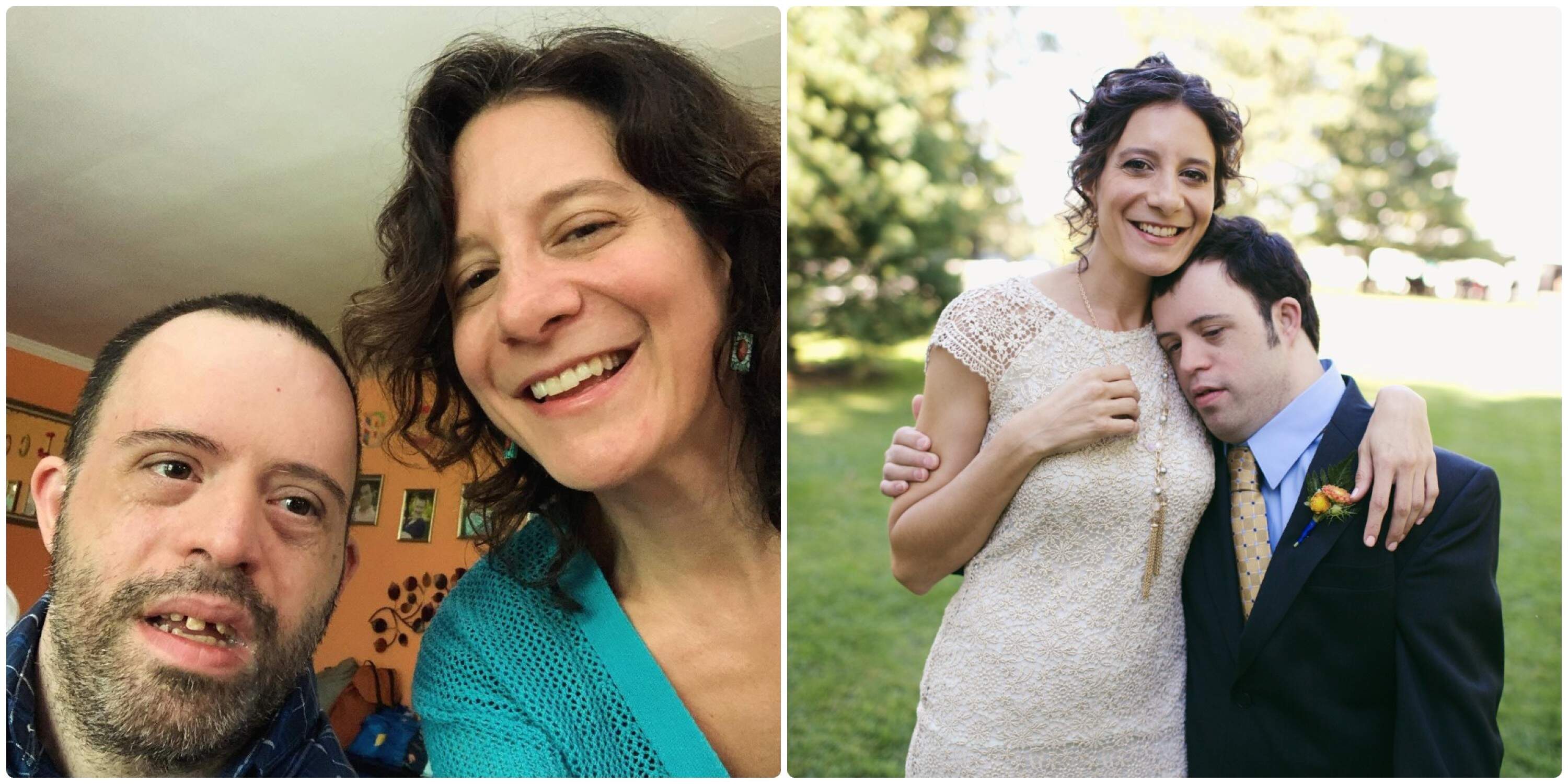 The author with her brother Adam: a selfie (left) and by Jacqueline Schlossman (right). (Courtesy Alyson Pomerantz) 