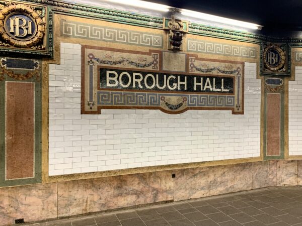 This mosaic and subway tile wall has been meticulously restored. Photo: Mary Frost/Brooklyn Eagle