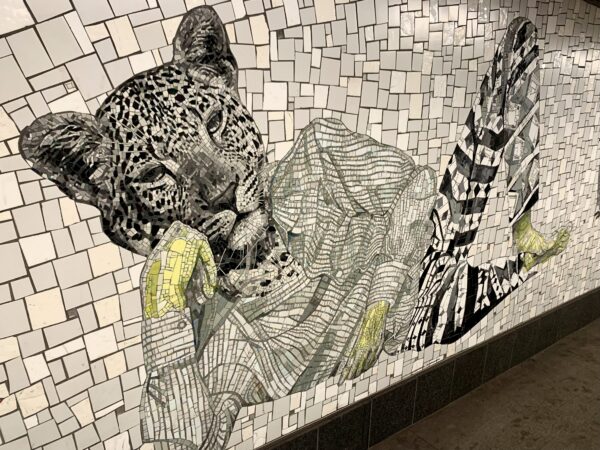 Detail from a mosaic by artist ruby onyinyechi amanze, titled “May Your Road Be Light and Fun.” Photo: Mary Frost/Brooklyn Eagle