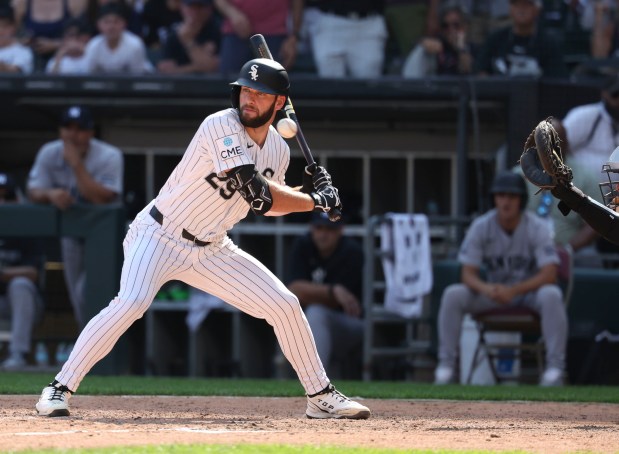 Chicago White Sox center fielder Tristan Peters takes ball four for a walk-off walk to defeat the New York Yankees 2-1 in 11 innings Thursday, July 30, 2026, at Rate Field. (Brian Cassella/Chicago Tribune)