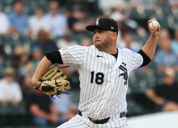 White Sox starting pitcher Anthony Kay throws against the Yankees in the first inning at Rate Field on July 28, 2026, in Chicago. (John J. Kim/Chicago Tribune)