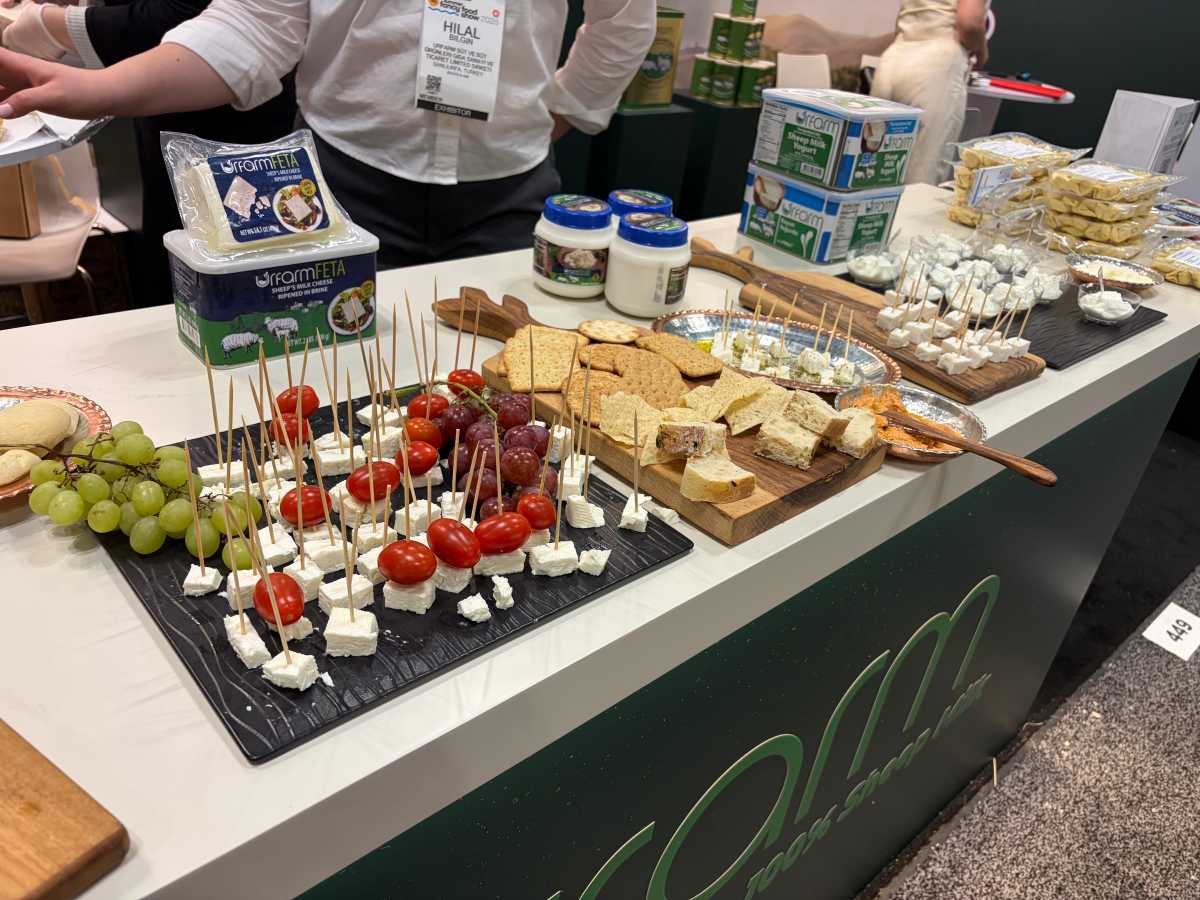 A cheese display at the Fancy Food Show