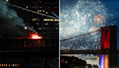 Brooklyn Bridge catches fire during Fourth of July fireworks display