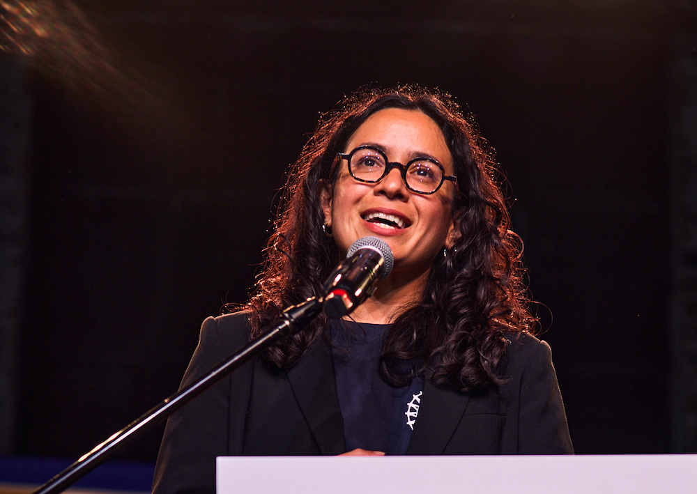 Congressmember-elect Claire Valdez at her Election Night watch party after winning her primary on June 23, 2026. (Photo contributed by Valdez’s campaign).