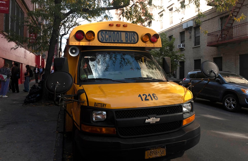 A yellow school bus.