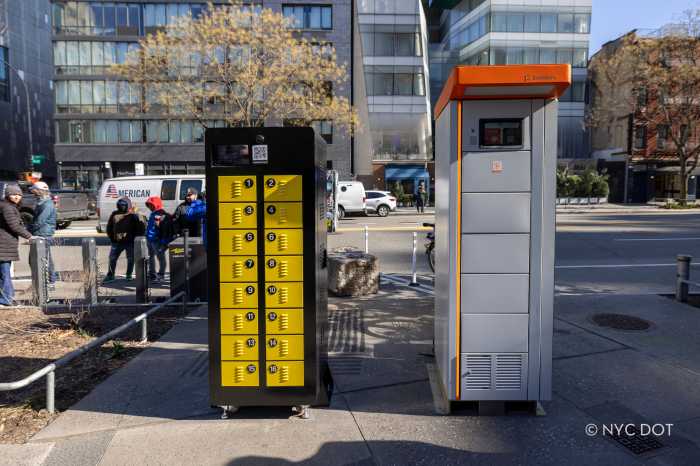 an e-bike battery charging station outside