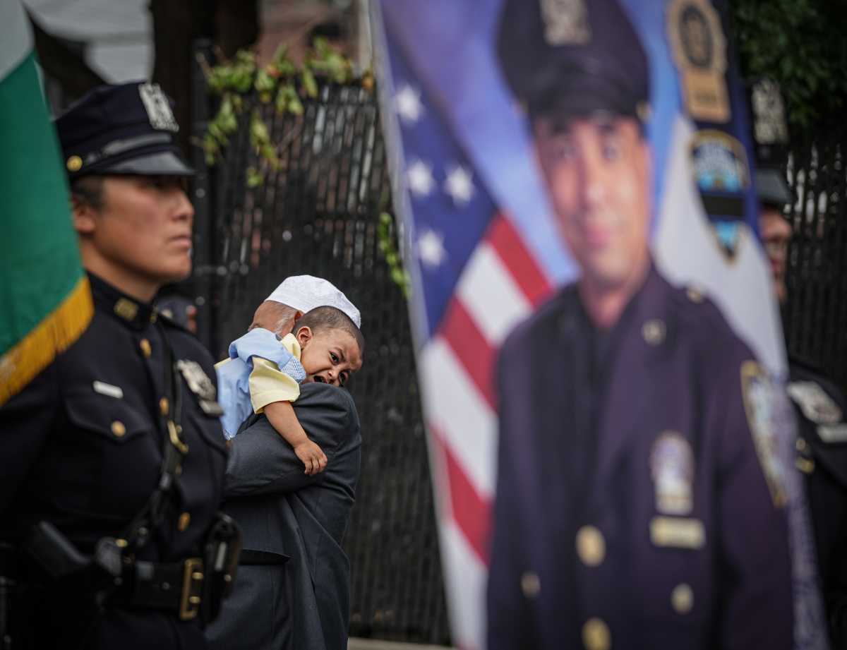 Bronx cop killed in Midtown mass shooting honored at vigil on anniversary of his murder