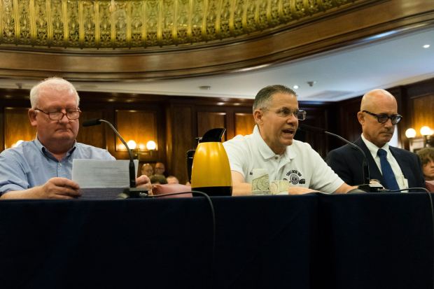 TWU Local 100 President John Chiarello testifies before the City Council against a bill that would end carriage horse rides in New York City on Wednesday, July 15, 2026, at City Hall. The union represents 150 drivers and owners. (Evan Simko-Bednarski / New York Daily News) 