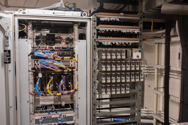 A test panel in the new Train Control Room at Court Square lets MTA engineers switch between old and new signaling systems for the purposes of testing. (Evan Simko-Bednarski / New York Daily News)