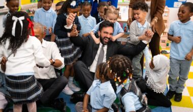 Preschoolers swarmed New York Mayor Zohran Mamdani during a visit to Learning Through Play Pre-K in April.