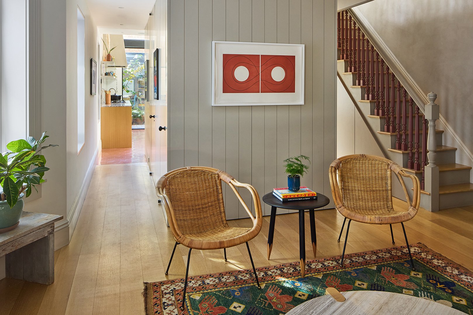 living room and stairwell