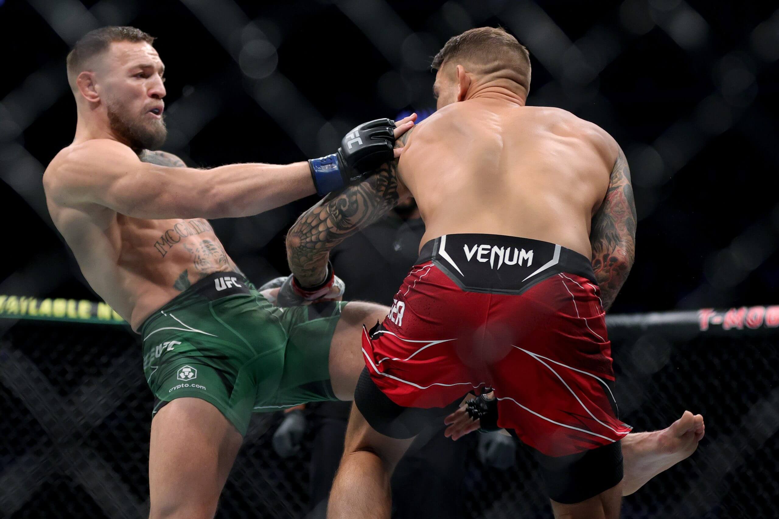 Conor McGregor fighting Dustin Poirier in Las Vegas in 2021