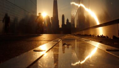 How low will the temperatures drop in New York City today during the heat wave?