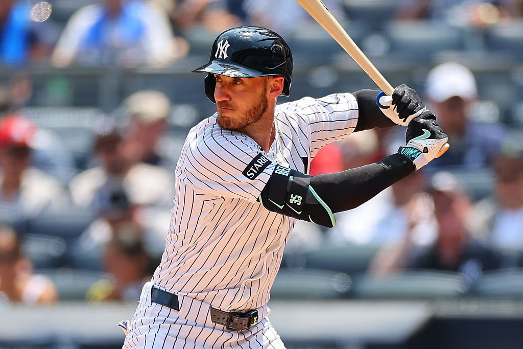 BRONX, NY - JULY 01: Cody Bellinger #35 of the New York Yankees at bat during the game against the Detroit Tigers on July 1, 2026 at Yankee Stadium in the Borough of the Bronx, New York.