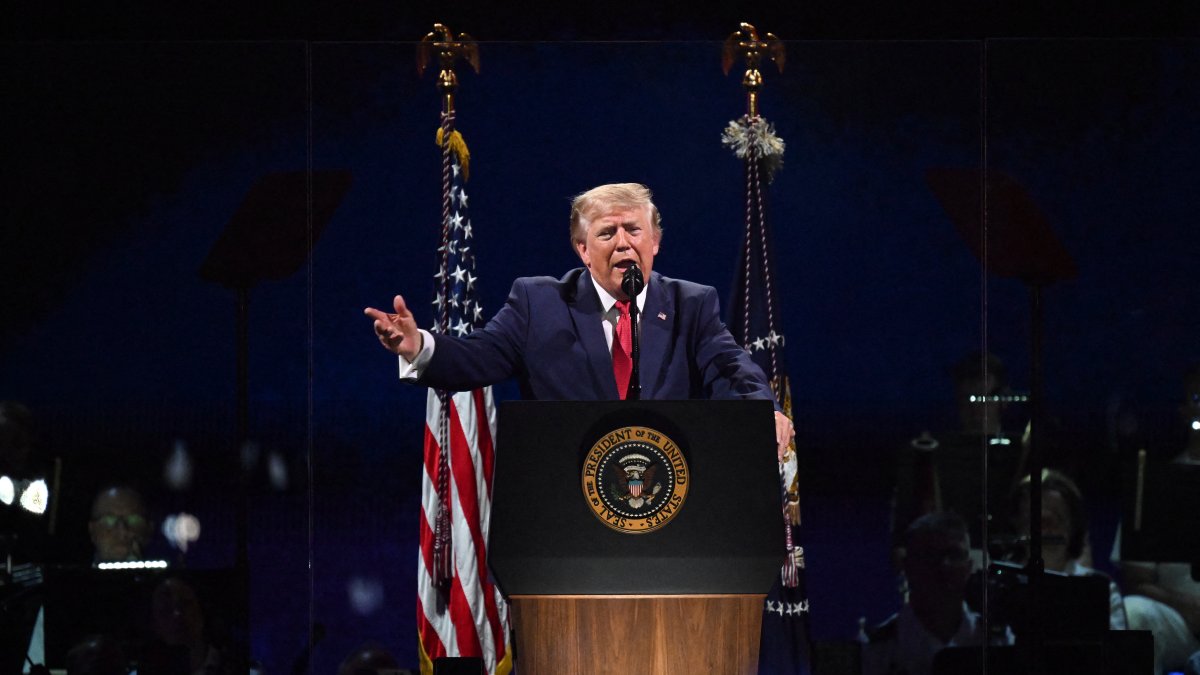 Trump commemorates America 250 after storms force temporary evacuation – NBC New York