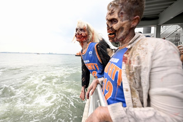 NEW YORK, NEW YORK - JULY 11: Walkers participate in Dead City NYC Activation on July 11, 2026 in New York City. (Photo by Roy Rochlin/Getty Images for AMC Global Media )