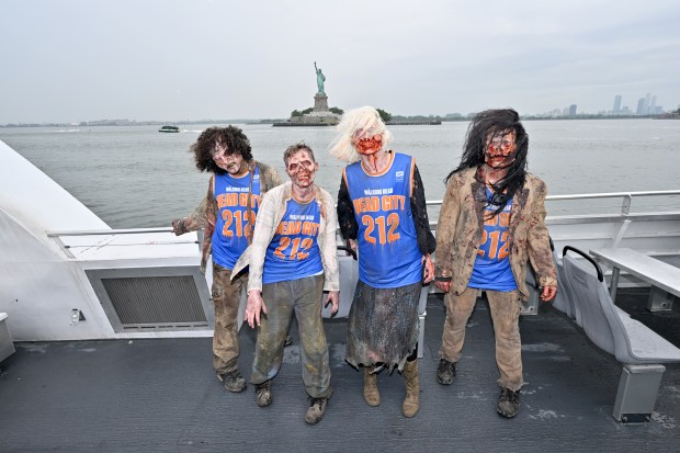 NEW YORK, NEW YORK - JULY 11: Walkers participate in Dead City NYC Activation on July 11, 2026 in New York City. (Photo by Roy Rochlin/Getty Images for AMC Global Media )