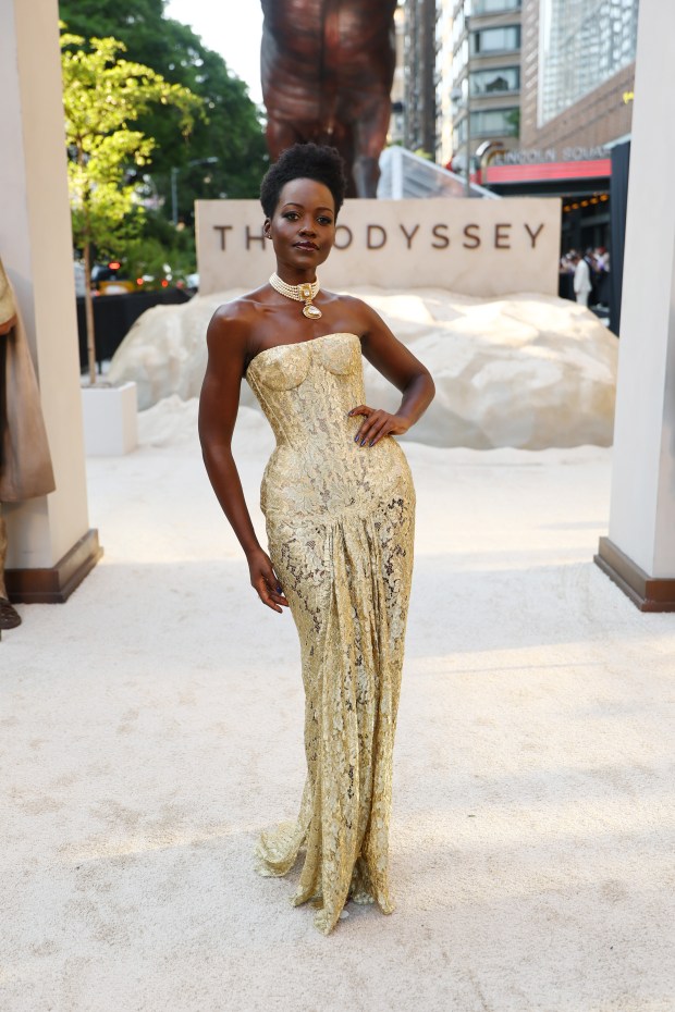 NEW YORK, NEW YORK - JULY 14: Lupita Nyong'o attends the premiere of "The Odyssey" presented by Universal Pictures on July 14, 2026 in New York City. (Photo by Mike Coppola/Getty Images for Universal Pictures)