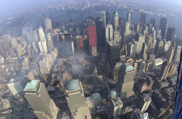 An Aerial View Shows Ground Zero Of The World Trade Center Disaster Area September 22, 2001 In New York City