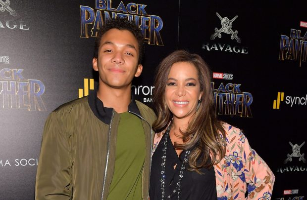 Gabriel Hostin and Sunny Hostin attend the screening of Marvel Studios' "Black Panther" hosted by The Cinema Society on Feb. 13, 2018 in New York City. (Photo by Roy Rochlin/Getty Images)