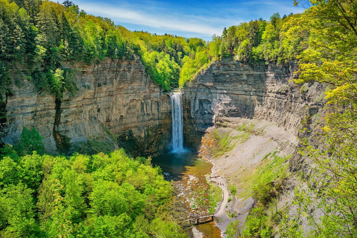 This New York state park is home to a waterfall taller than Niagara—plus a swimming beach, waterfront camping & gorge hikes