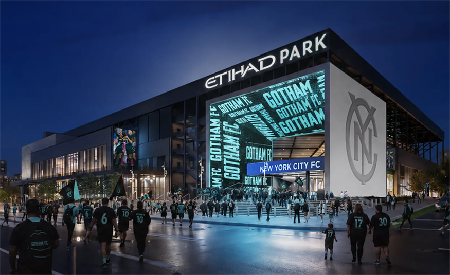 Gotham FC will begin playing home matches at New York City FC’s new stadium, Etihad Park in Queens, beginning in 2028.