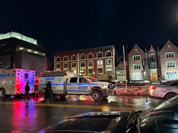 NYPD secure the scene where a Honda Accord repeatedly slammed into the front doors of the Chabad World Headquarters on Eastern Parkway on Jan. 28, 2026.