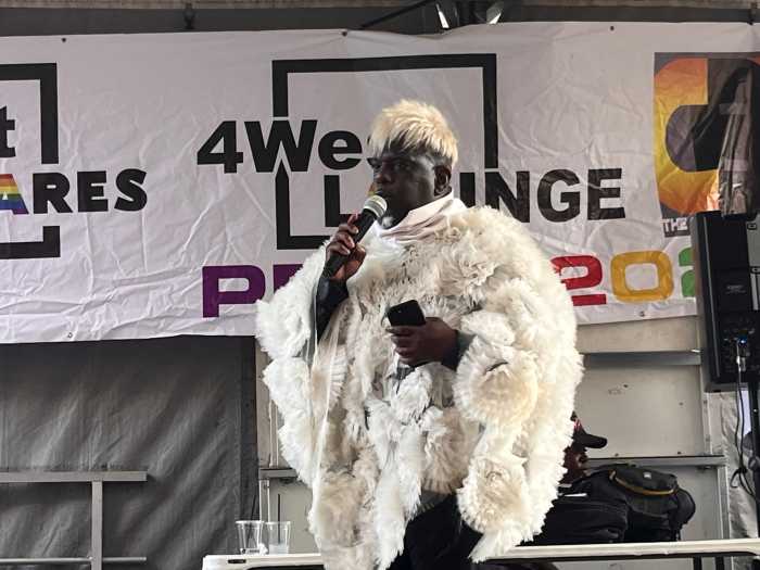 Lee Soulja-Simmons hosts the afternoon block party at NYC Black Pride in 2025.