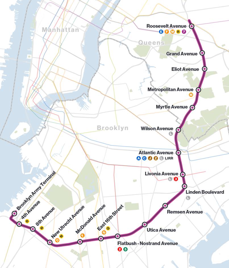 Interborough Express Map