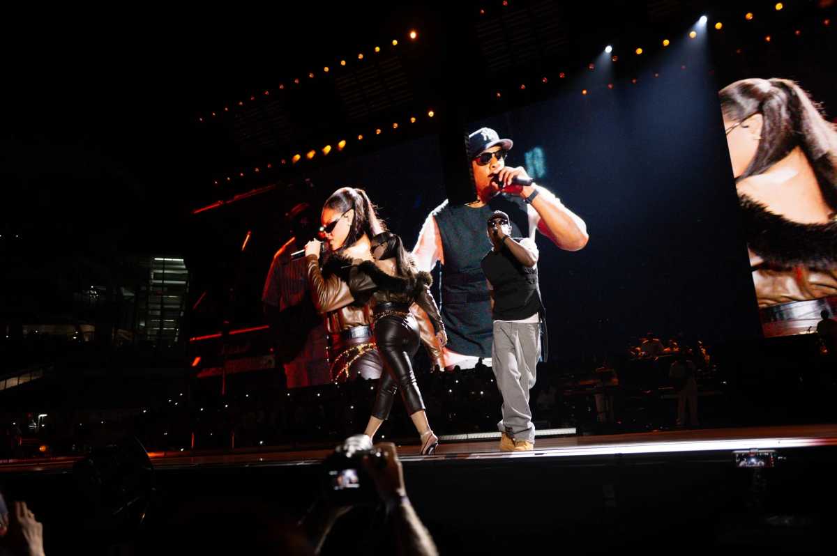JAY-Z performs with Rihanna at Yankee Stadium