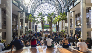 Right in Lower Manhattan: Brookfield Place just transformed its iconic Winter Garden into a massive World Cup sanctuary — and it's completely free
