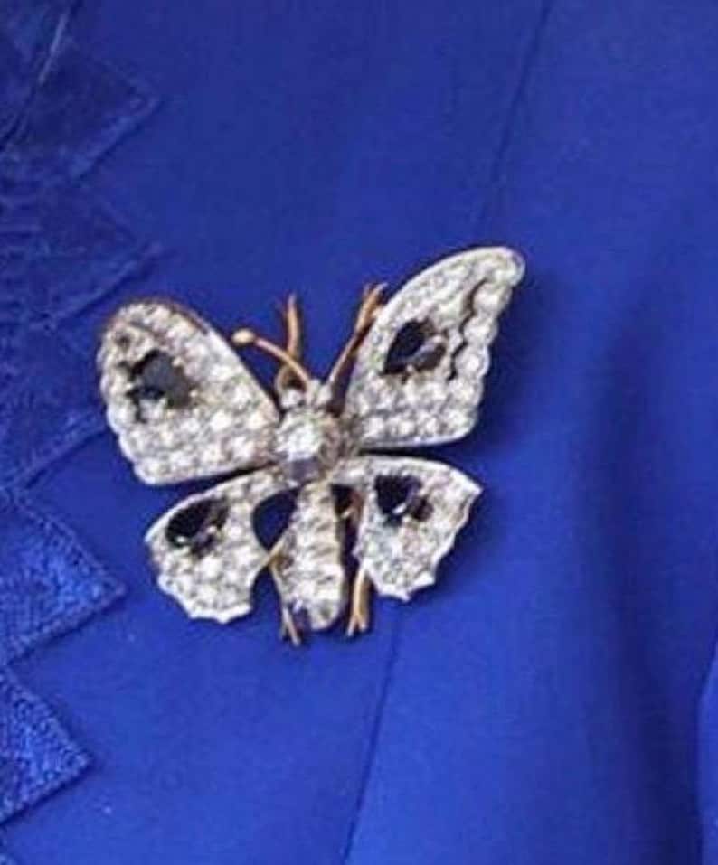 Replica Della Spilla a Farfalla in Zaffiro Della Regina Camilla, in Argento Sterling 925 E Zirconi Cubici