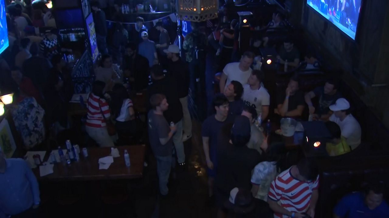Fans of Team USA came to support them at a FIFA watch party in Midtown. (Spectrum News NY1)