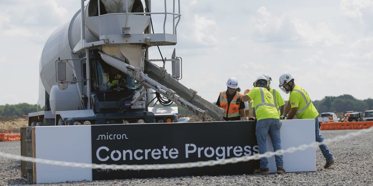 Micron semiconductor plant foundation poured in Clay, NY