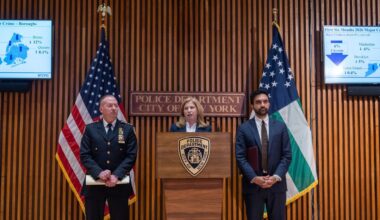 Mayor Zohran Mamdani and Police Commissioner Jessica Tisch crime press briefing Thursday.