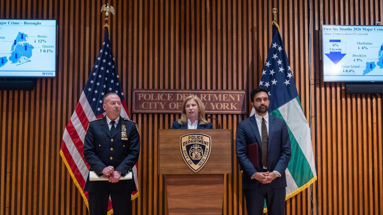 Mayor Zohran Mamdani and Police Commissioner Jessica Tisch crime press briefing Thursday.
