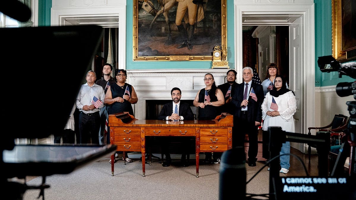 New York City Mayor Zohran Mamdani delivers a speech to mark the 250th anniversary of the United States of America at City Hall in New York, NY, U.S., July 3, 2026.