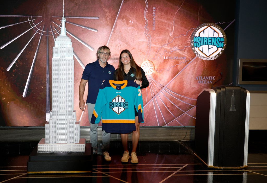 New York Sirens General Manager Pascal Daoust and Emma Peschel at the Empire State Building.