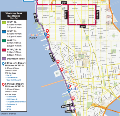 Tribeca Citizen | Nosy Neighbor: What are New York Waterway buses doing down here?