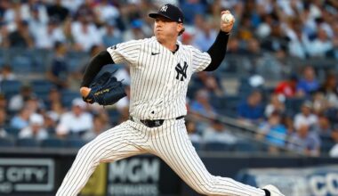 New York Yankees pitcher Ryan Weathers throws against the Pittsburgh Pirates during the second inning of a baseball game on Monday, July 20, 2026, in New York. (AP Photo/Noah K. Murray)