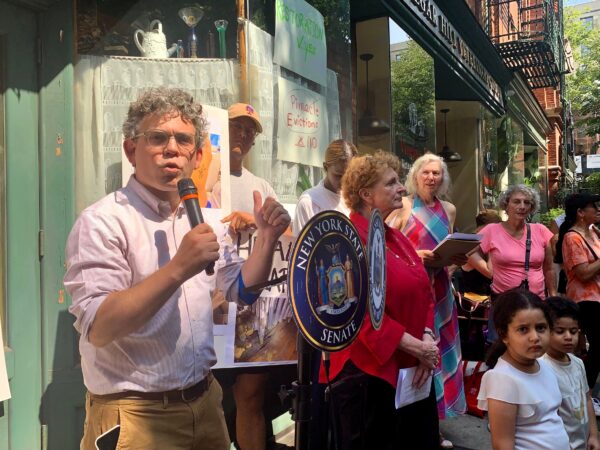 Councilmember Lincoln Restler said Pinnacle Group’s CEO Joel Weiner “should be ashamed of himself.” Photo: Mary Frost/Brooklyn Eagle