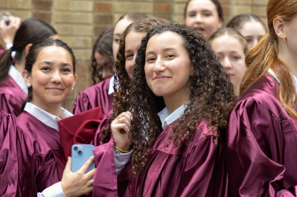 Graduates gather following Beth Rivkah High School's commencement ceremony in Brooklyn, New York (Photo: Yossi Kahane/Beth Rivkah) Graduates gather following Beth Rivkah High School's commencement ceremony in Brooklyn, New York