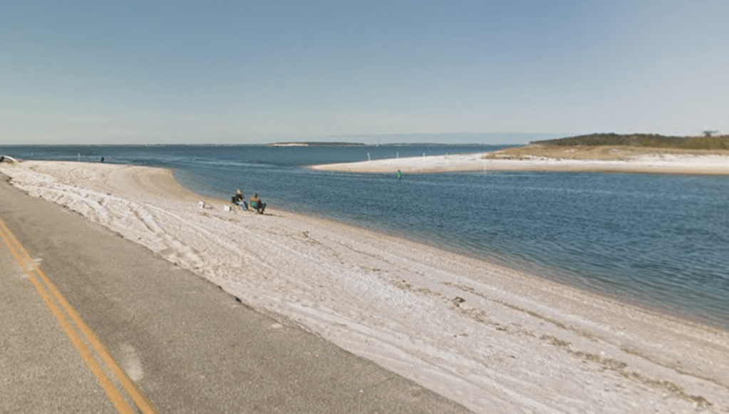 The Sebonac Creek emptying into the Great Peconic Bay in Southampton, NY.