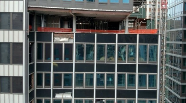 Construction workers were evacuated from a Midtown Manhattan skyscraper at 235 E. 42nd St. at Second Ave. Tuesday after two interior columns began to buckle. (FDNY)