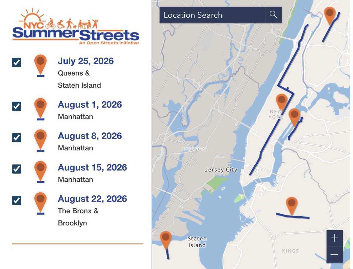 map of Summer Streets in NYC