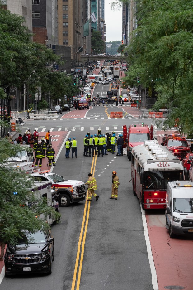 E. 42nd St. is pictured closed due to a partial building collapse at 235 E. 42nd St. in Manhattan on Tuesday, July 7, 2026.