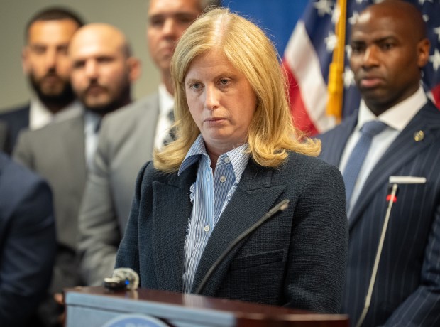 NYPD Commissioner Jessica Tisch listens to a question during a press conference in the Bronx on Monday, June 15, 2026, in New York City. (Barry Williams/ New York Daily News)