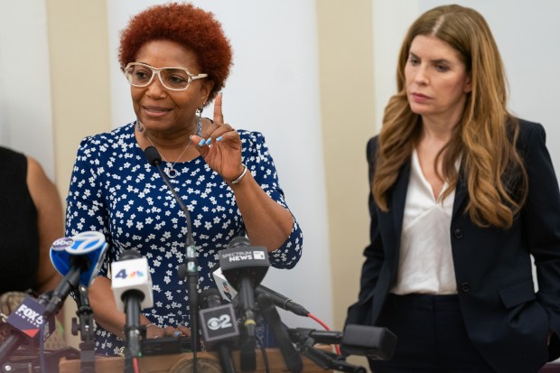 New York City Council member Mercedes Narcisse speaks during a press conference related to the Legionnaires' disease outbreak in the Upper East Side of Manhattan at Lenox Hill Hospital on Tuesday, July 21, 2026. (Barry Williams/ New York Daily News)