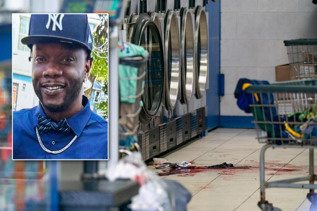 A gunman fatally shot Kevon Lee (inset) and grazed a second victim inside Xpress Laundromat on Utica Ave. near Avenue J in Flatlands, Brooklyn, on Monday, May 25, 2026. (Theodore Parisienne / New York Daily News; Obtained by NYDN)